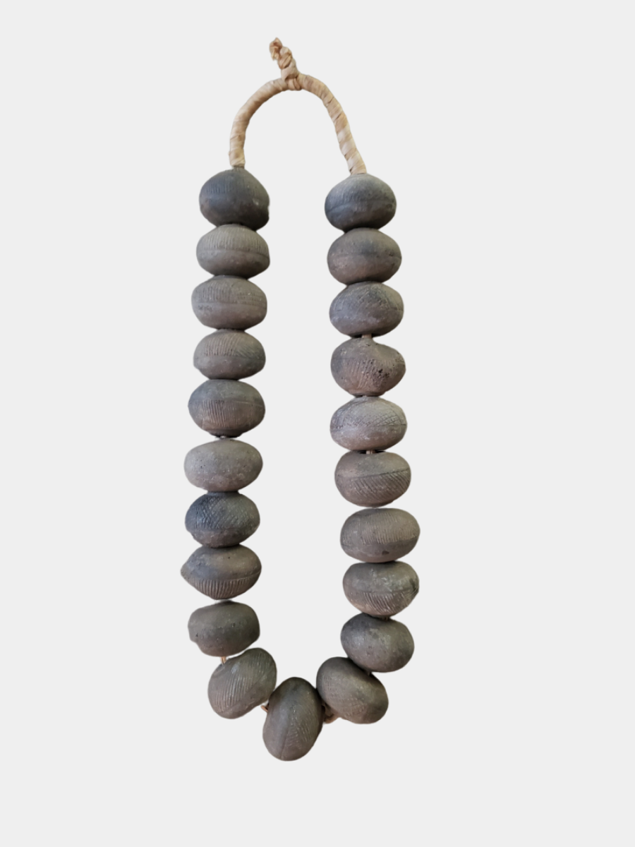 Oversized African Carved Clay Beads - Ebony