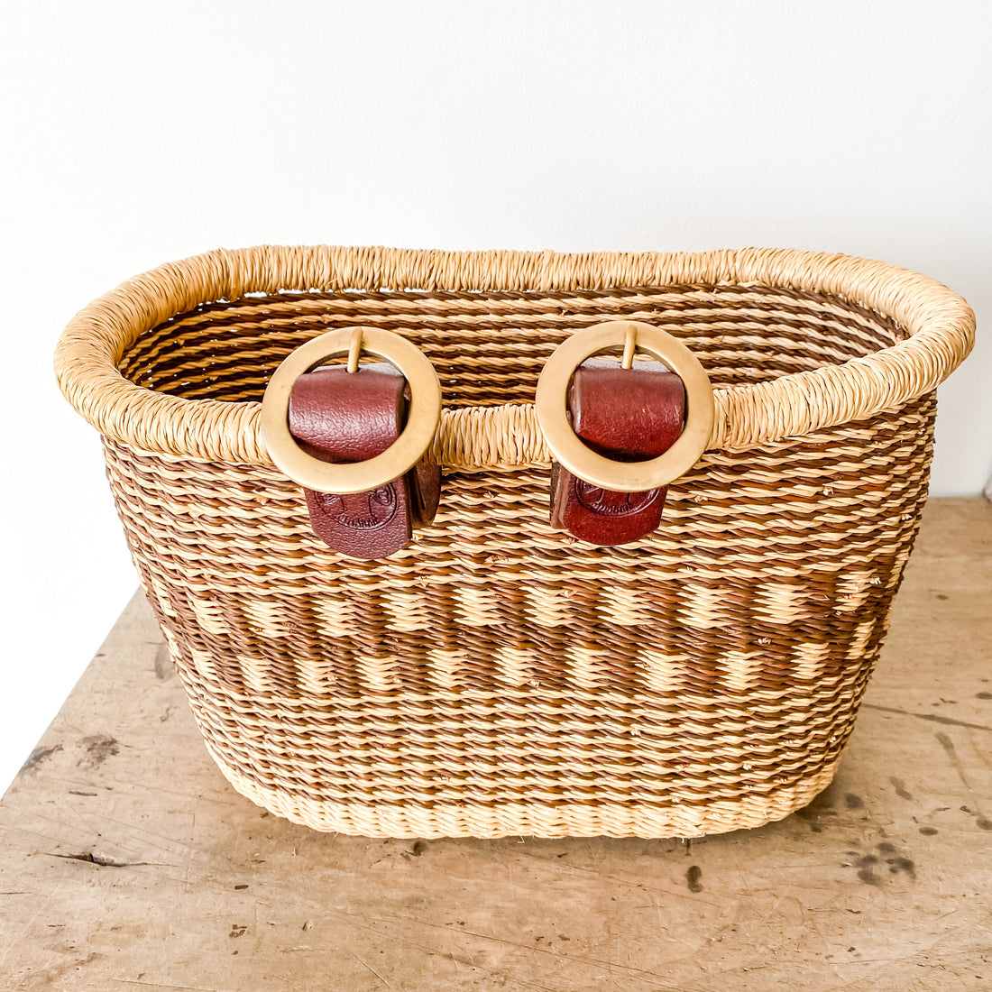 Handwoven Heritage Bicycle Basket Large - Stripes