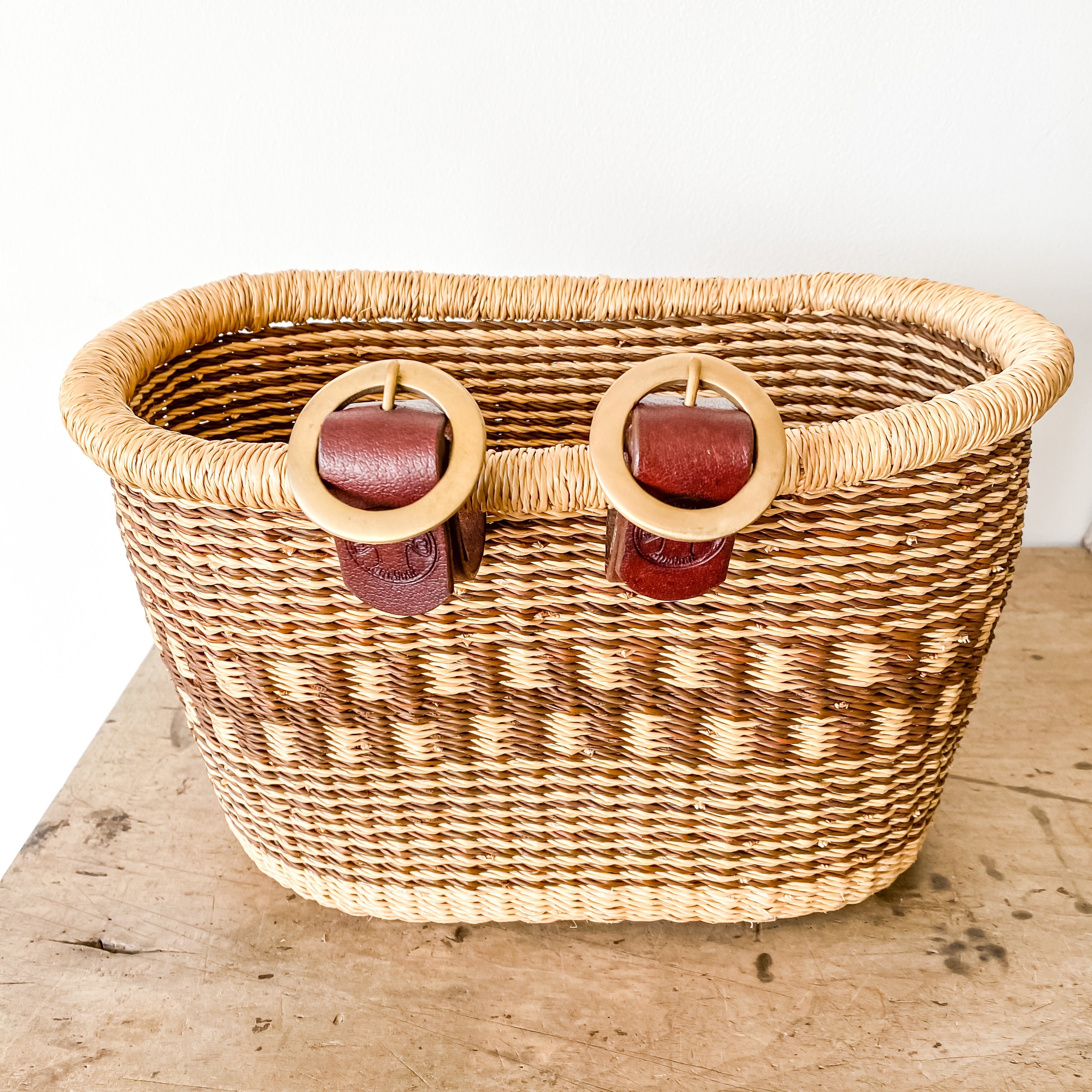Handwoven Heritage Bicycle Basket Large - Stripes