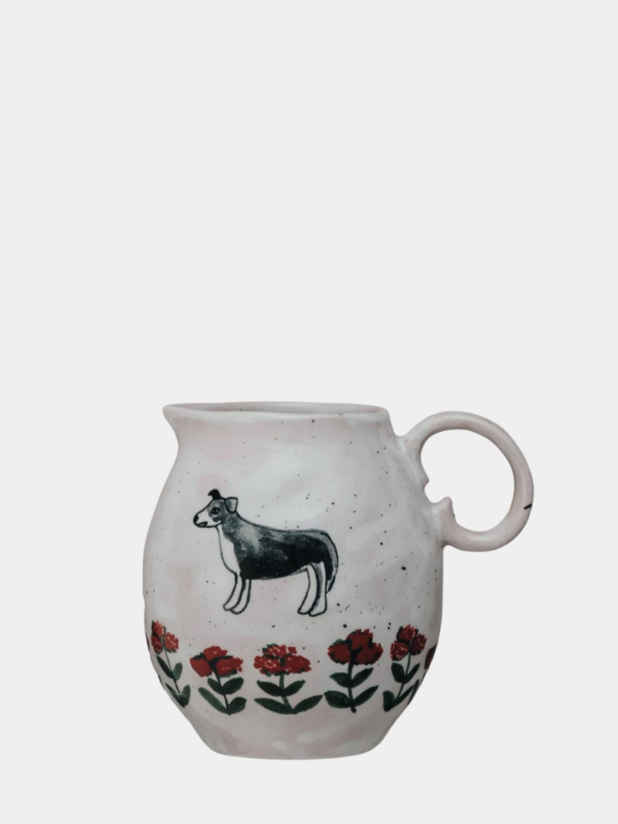 Folk Creamer with/ Dog and Flowers